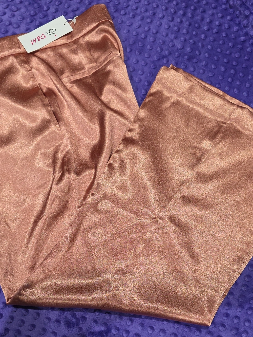 Satin Wide-Leg Women Pants in Rose Gold